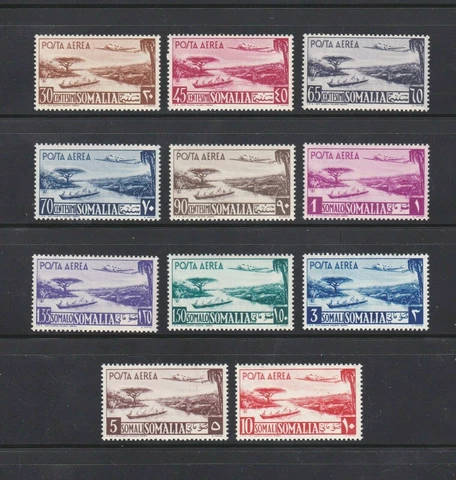 Somalia stamps #C17 - C27, MNHOG, XF, Complete Set, 1950-51, SCV $350.00 Cover