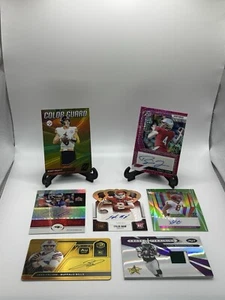 7 FOOTBALL AUTOS RELICS PATCHES CARD LOT Pickett, Zappe, Hutchinson & more - Picture 1 of 15