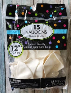 12" Balloons White Blanc Birthday Wedding Party Decor Latex Helium Quality 15pcs - Picture 1 of 3