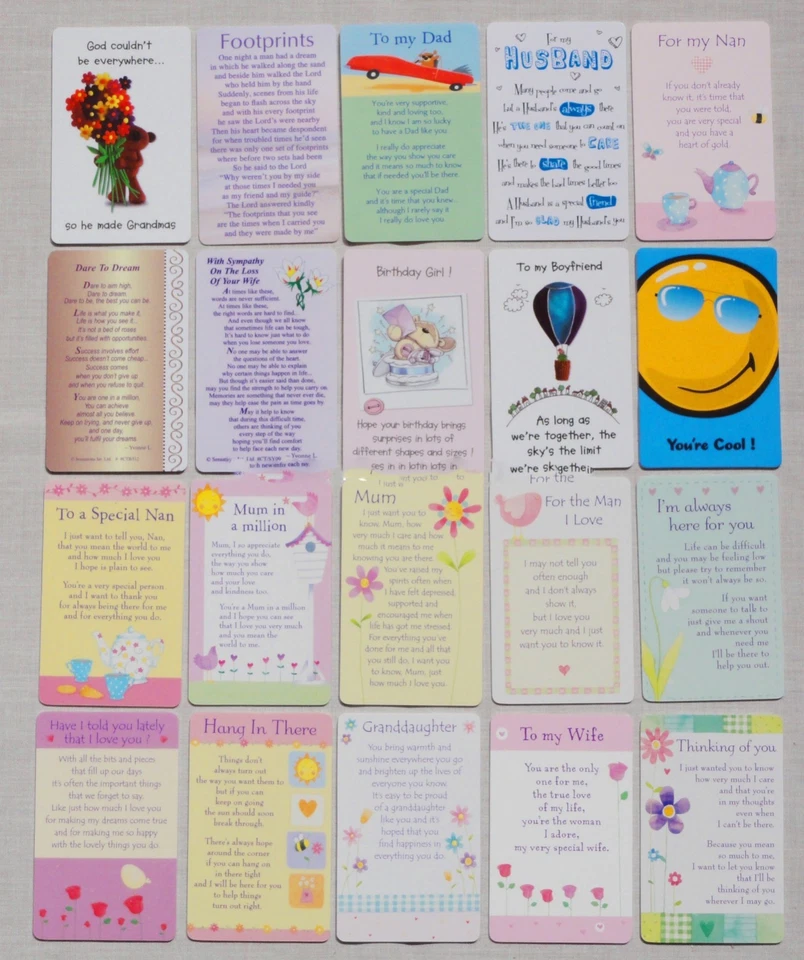 Cartera de plástico de recuerdo de tarjetas familiares amigos ocasiones mensaje sentimiento Foto 1 de 1