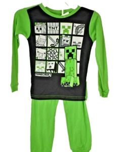 Mojang Minecraft Kids Size 6 Black and Green 2 Piece Pajama Set New - Picture 1 of 4