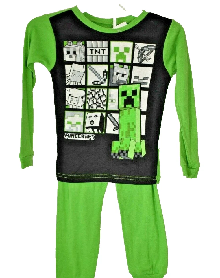 Mojang Minecraft Niños Talla 6 Negro y Verde Juego de Pijama 2 Piezas Nuevo Foto 1 de 4