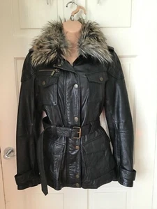 River Island Follow Your Dreams Black Leather Biker Jacket Size 12 - Picture 1 of 9