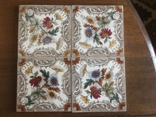 lot of 4 Antique Victorian Aesthetic English Transfer Ware Tile Flowers