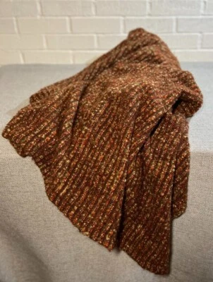 Grueso Tejido TAG Tiro Marrón Naranja Arándano Verde Lana Rayón Grueso Acogedor Voluminoso Foto 1 de 4