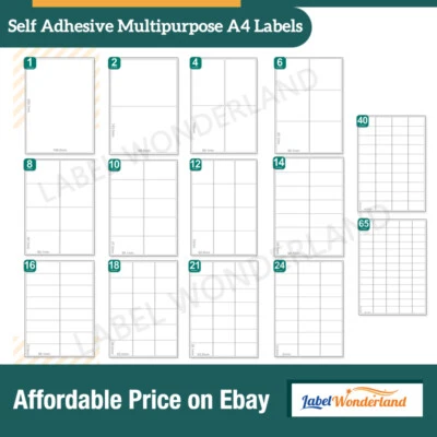 LABELS - SELF ADHESIVE STICKY WHITE A4 ADDRESS LABELS FOR INKJET LASER PRINTER