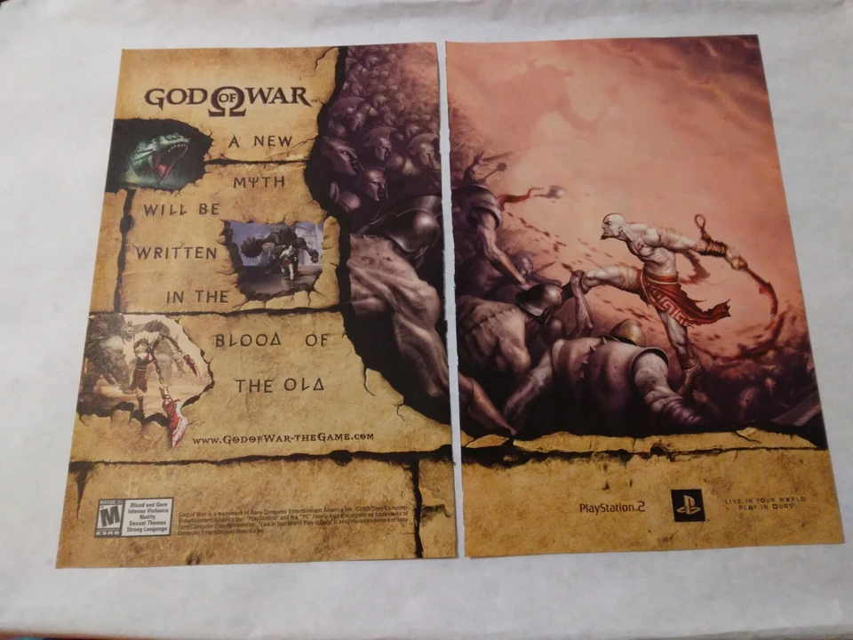 2005 Video Game Print Ad GOD OF WAR  2pgs 10X13 PLAYSTATION PS2 - Image 1 of 1