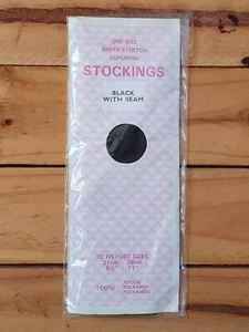 Vintage Luxury Hosiery by Corina Dawn Sheer Nylon Stockings - Black Size 11 - Picture 1 of 2