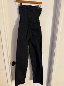 Women "Good American" black denim material strapless zipped up jumpsuit.Size Sm. - Picture 1 of 2