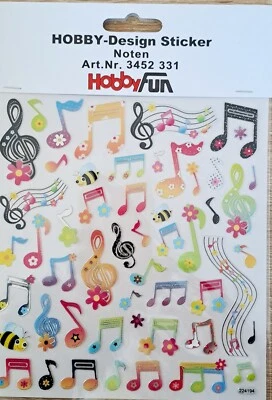 Hobby Fun Sticker Bogen *Noten* bunt, Dekoration, kleben, Musik, Chor, HF 99 - Bild 1 von 2