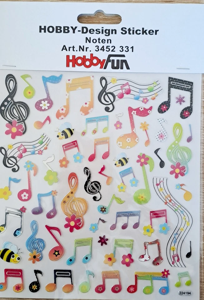 Hobby Fun Sticker Bogen *Noten* bunt, Dekoration, kleben, Musik, Chor, HF 99 - Bild 1 von 2