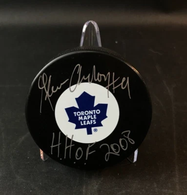 Disco de hockey firmado por Glenn Anderson Toronto Maple Leafs "HHOF 2008" ¡con certificado de autenticidad! Foto 1 de 3