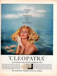 Anuncio de moda de belleza vintage 1963 Cleopatra jabón de belleza coqueteo con prohibido - Imagen 1 de 2