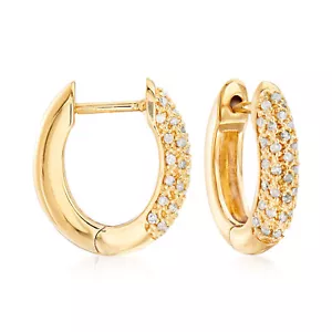 0.25 ct. t.w. Pave Diamond Hoop Earrings in 18kt Gold Over Sterling. 1/2 inches - Picture 1 of 3