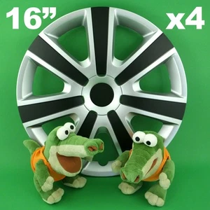 Tapacubos 16" delantero derecho 4 PIEZAS PLATA + negro para PEUGEOT Tipi CAPTUR - Imagen 1 de 1