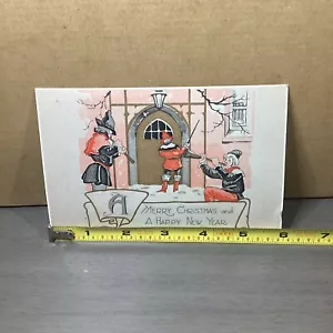 1930 Trompeten Frohe Weihnachten & Happy New Year Postkarte Anderson B33 - Bild 1 von 3