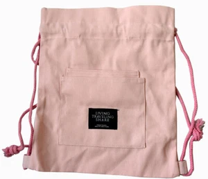 Living Traveling Share Light Pink Canvas & Rope Travel Bag Backpack 13"W x 16"L - Picture 1 of 4