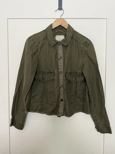 Anthropologie Hei Hei Crop Jacket Womens Sz S Army Green Button Up Lightweight - Picture 1 of 13