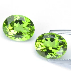 6,03Cts Peridoto Naturale Scintillante 10x8x5,2mm Ovale Abbinato Coppia Gemme Sciolte - Foto 1 di 5