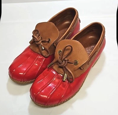 Tory Burch Rojo Tostado Charol Lluvia Nieve Botines Mujer 6.5 Foto 1 de 4