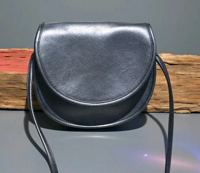 蔻驰 1105 黑色 Glovetanned 皮革小号马鞍斜挎包复古美国 — 第 1/4 张图片