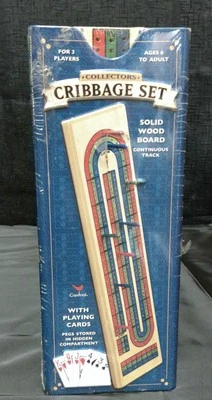 New 1999  Deluxe Cribbage Set Collectors Game Tin Solid Wood Continuous Track - Image 1 of 4
