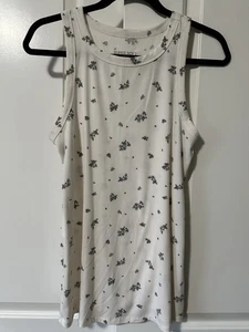 TORRID ärmelloses Shirt / Tank - weiß gerippt geblümt - Größe 12 (0) - TOP! - Bild 1 von 5