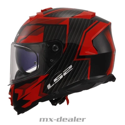 LS2 FF 800 Storm Tracker Schwarz Rot Motorrad Helm Integralhelm Sonnenblende - Bild 1 von 4