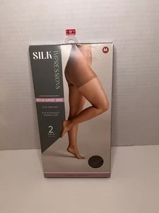 Silk Impressions Sheer Support Pantyhose 2 Pack Coffee Bean 30 Denier Size M - Picture 1 of 1