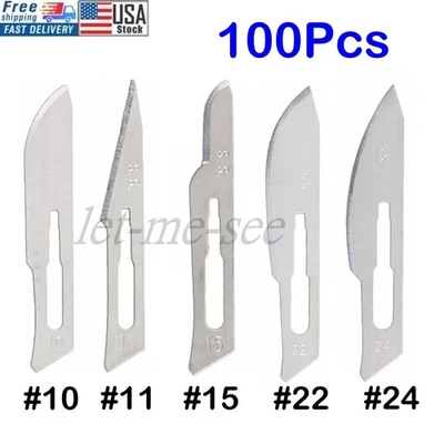 #10/11/15/22/24 Cuchillas de acero al carbono quirúrgicas estériles bisturí 100 piezas/caja Foto 1 de 4