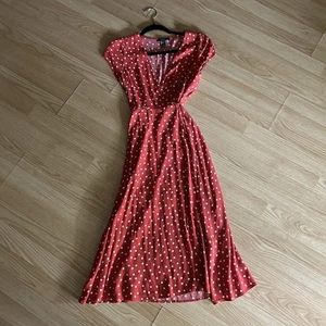 Forever 21 Red Polka Dot Wrap Tie Long Dress Small - Picture 1 of 7
