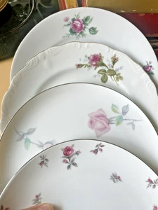 Vintage Mismatched China SALAD PLATES Set of 4 Pink Rose, Mix#12 , 7-3/8”-8-1/8” - Picture 1 of 10