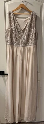  Платье макси Adrianna Papell с блестками тюль размер 18 шампанское  - Изображение 1 из 3