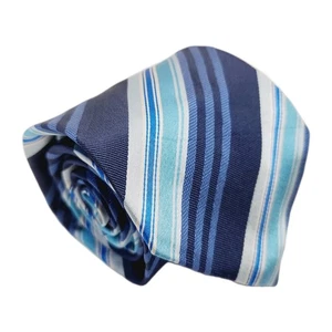 Hugo Boss Necktie Blue Stripe Pattern Men's Silk Neck Tie Jacquard Fabric - Picture 1 of 5