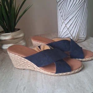 NWOT Tommy Bahamas Stacey Wedge Sandal Women's Size US 9M Navy Blue - Picture 1 of 8