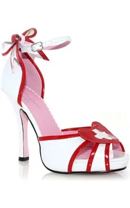 MUJER ADULTO TRAVIESO ENFERMERA ROJO Y BLANCO ZAPATOS TACÓN ALTO ACCESORIO - Imagen 1 de 6