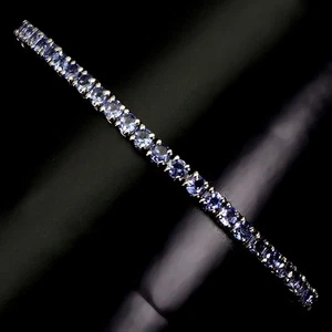 925 Sterling Silver Bracelet Round Tanzanite Natural Gemstone Jewelry 9in - Picture 1 of 14