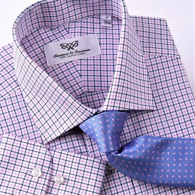 Camisa de vestir de negocios multicolor a cuadros y cuadros roja blanca azul ropa americana Foto 1 de 4