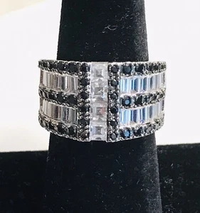 Lia Sophia Surge Blue/Clear Cubic Zirconia & Crystals Silver Tone Ring Size 8 - Picture 1 of 5