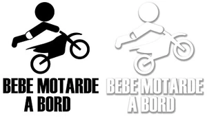 BEBE MOTARDE A BORD 15cmX12cm AUTOCOLLANT STICKER BB082 - Imagen 1 de 1
