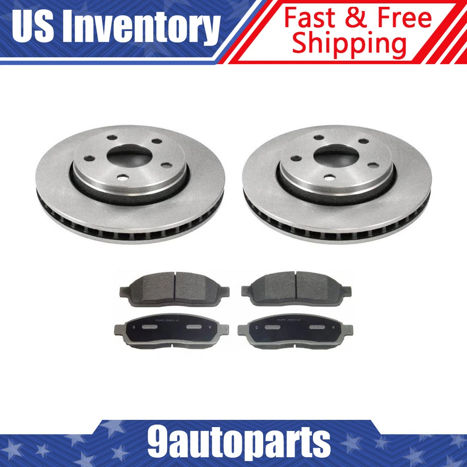 Передние тормозные диски и металлические тормозные колодки для Jeep Wrangler 2012-2017 годов выпуска - Изображение 1 из 4