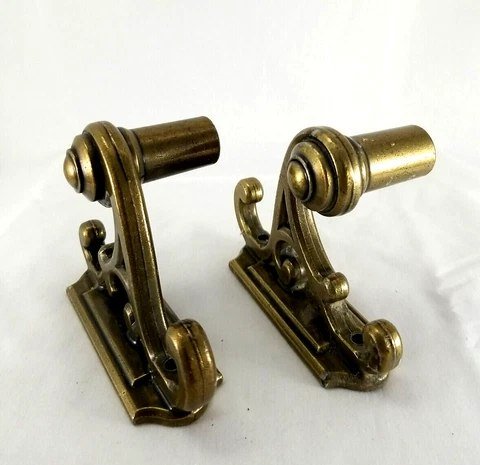 Vtg Heavy Solid Brass Towel Bar Toilet Paper Holder Mounts Only *NO Bar & Screw* Cover