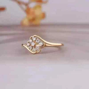 14k Yellow Gold Plated 1.50Ct Ct Round Cut Real Moissanite Women's Wedding Ring - Picture 1 of 4