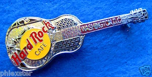 WASHINGTON DC SILVER TRI PLATE ACOUSTIC GUITAR MODEL 35 2LC Hard Rock Cafe PINS - Picture 1 of 1