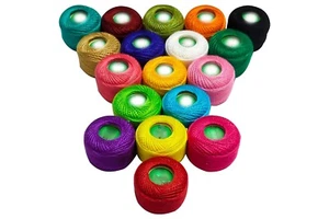 Cotton Thread Soft and Shine ball for Embroidery Weaving & Craft Making 18 pc US - Picture 1 of 4