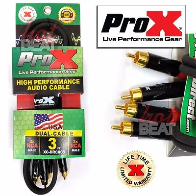 ProX XC-DRCA3 Dual RCA to Dual RCA Balanced High Performance Shielded Cable, 3FT - Image 1 of 4