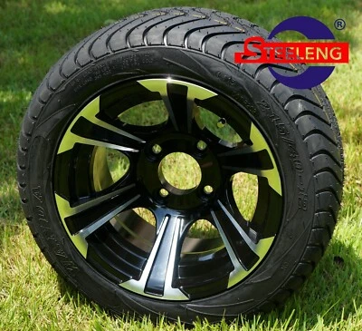 GOLF CART 12" BLADE ALUMINUM WHEELS and 215/40-12 DOT LOW PROFILE TIRES (4)  — 第 1/4 张图片