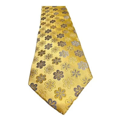 Corbata para hombre Nicole Miller oro amarillo macizo flores amarillas Foto 1 de 4