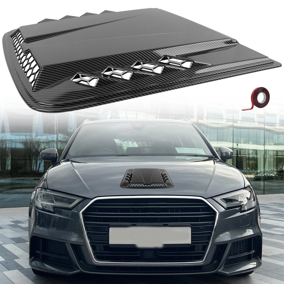 Carbon Hood Air Vents Car Hood Scoop Bonnet Air Trim Cover For Audi A3 A4 A5 A6 - Image 1 of 4