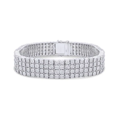 Brazalete de diamantes naturales con acabado de oro blanco de 4 filas de eslabones de tenis de 8,5 pulgadas para hombre Foto 1 de 4